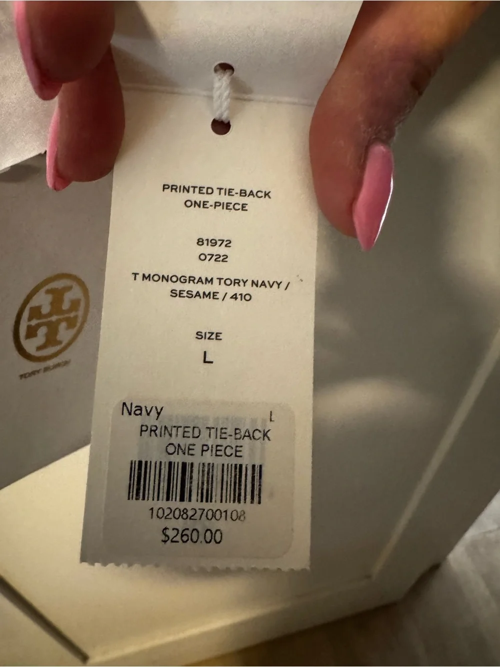 Tory Burch Black and Cream Geometric One-Piece Swimsuit